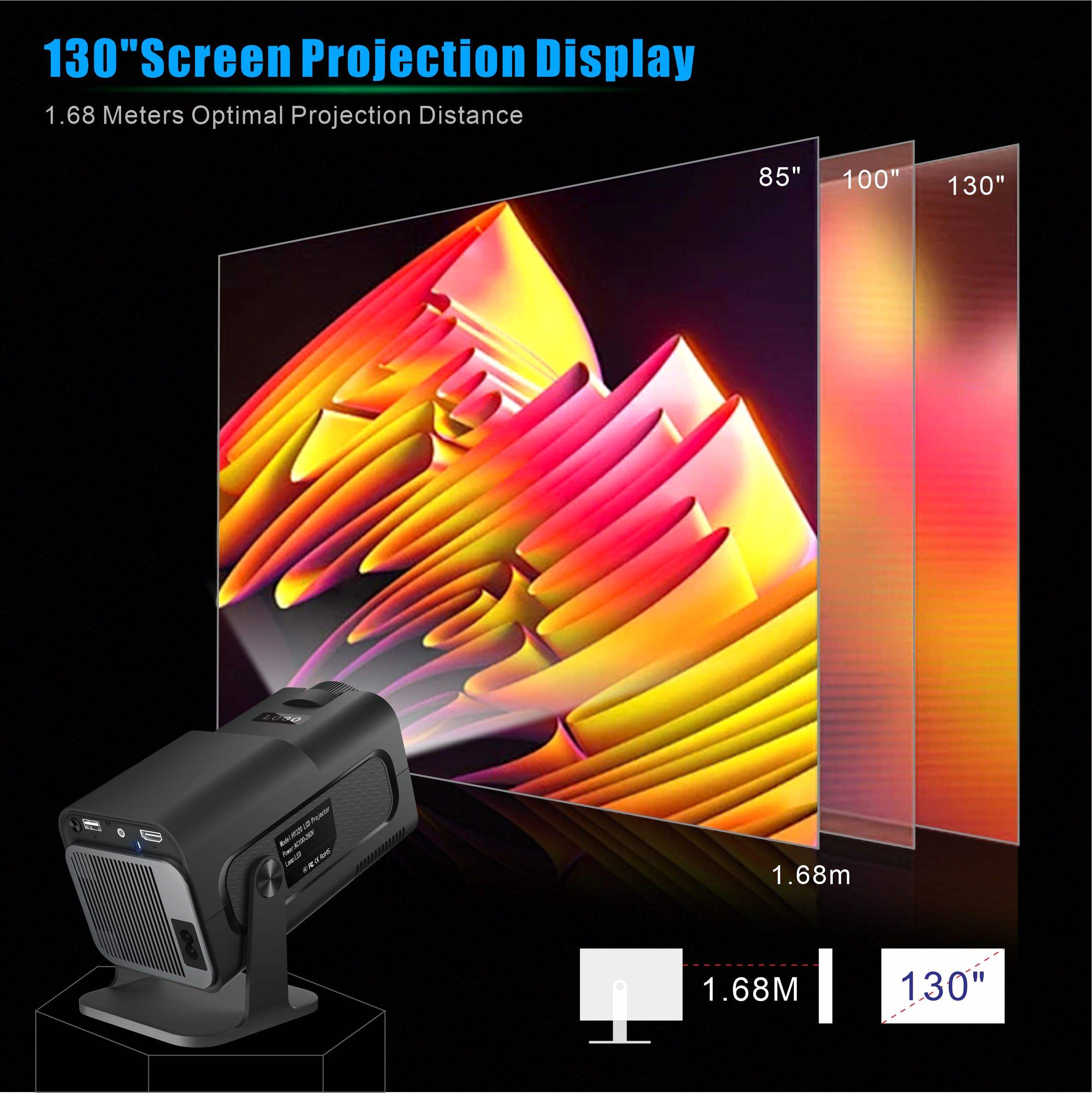 Mini Smart Android Projector – HD Home Cinema Projector with WiFi, HDMI & Big Screen Experience