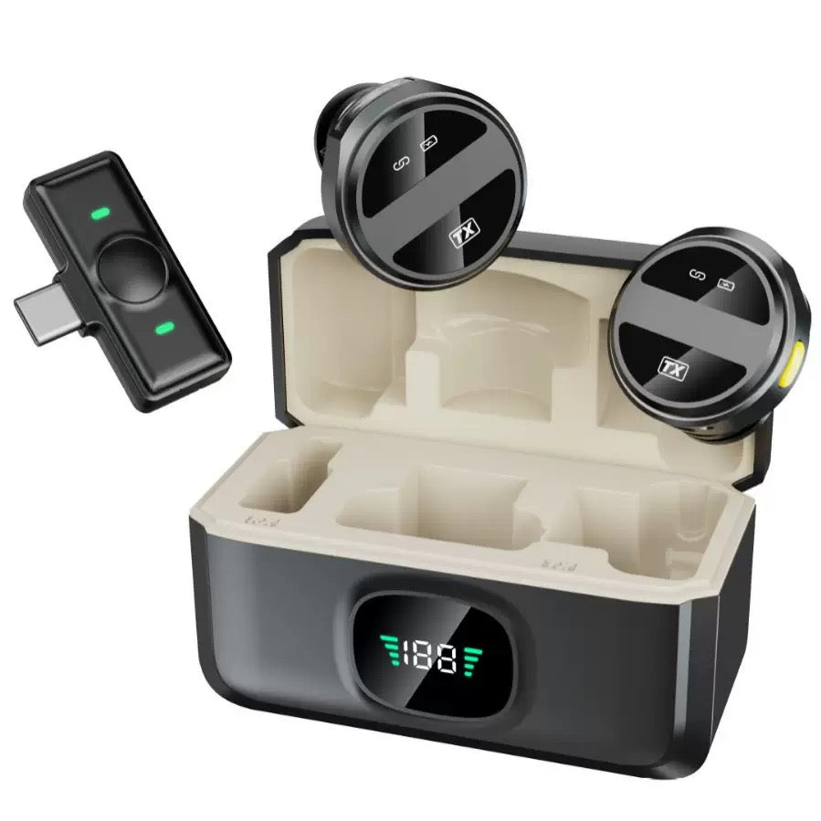 Dual Wireless Microphone – Lavalier Mic with Noise Cancellation | 40H Backup Charging Case (2026 Edition)