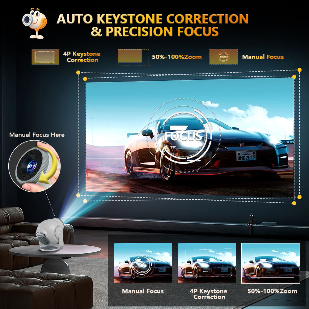 TP360 Smart Android Projector – Mini HD Home Cinema Projector with Android 14