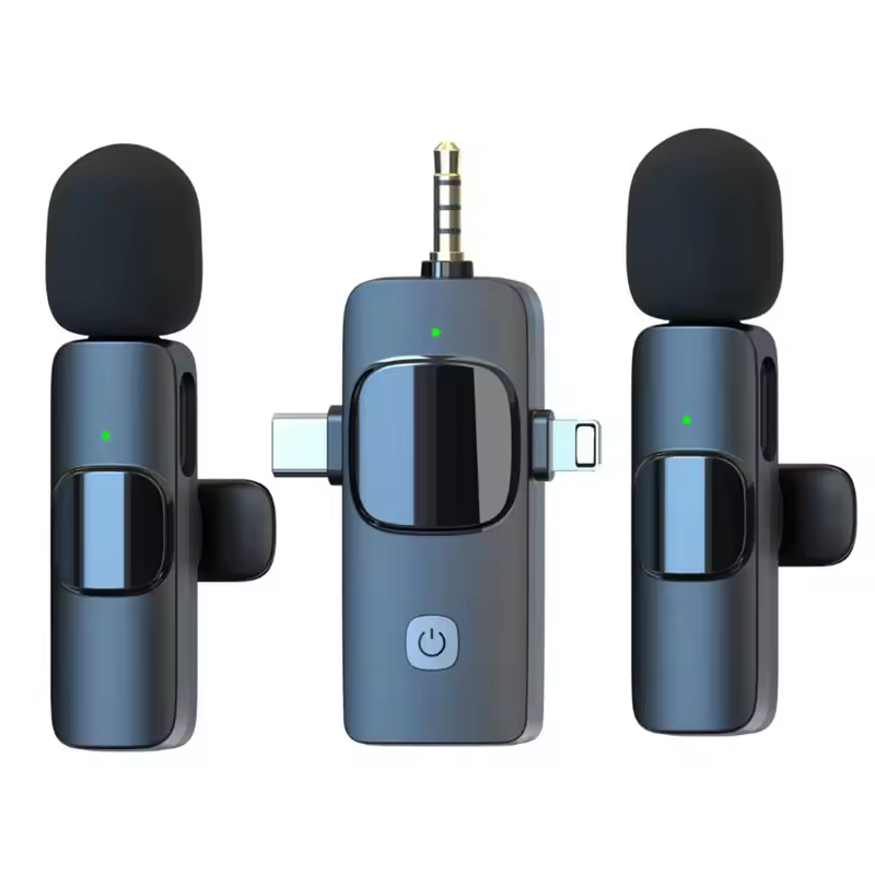 3-in-1 Wireless Microphone – Multi-Device Lavalier Mic with Reverb & Noise Cancellation