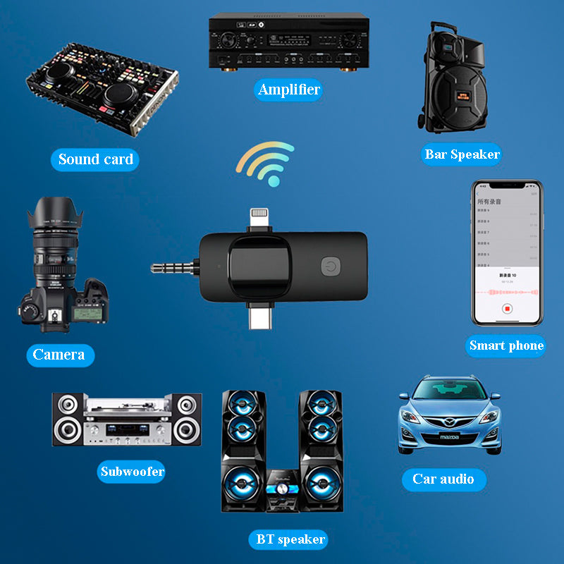 3-in-1 Wireless Microphone – Multi-Device Lavalier Mic with Reverb & Noise Cancellation
