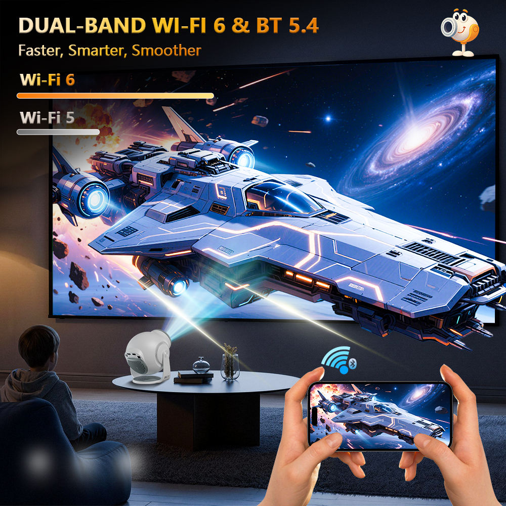TP360 Smart Android Projector – Mini HD Home Cinema Projector with Android 14