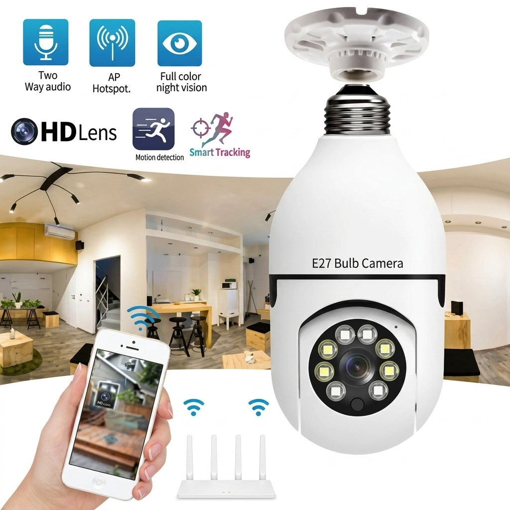 V380 2MP HD Wi-Fi Smart Bulb CCTV Camera (Single Lens) – 360°