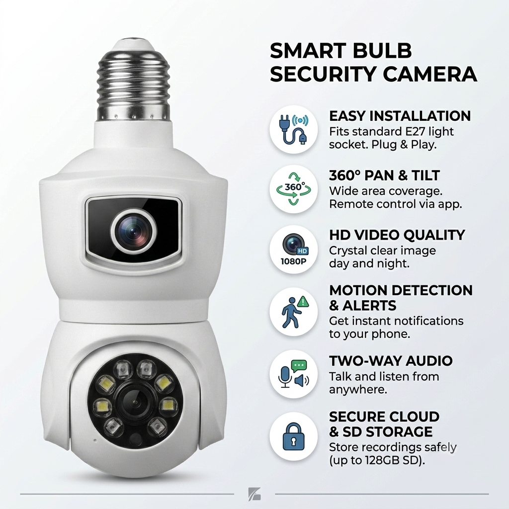 V380 E9 Dual Lens Smart Bulb Camera