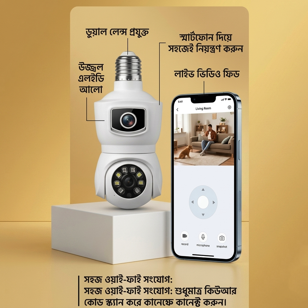V380 E9 Dual Lens Smart Bulb Camera