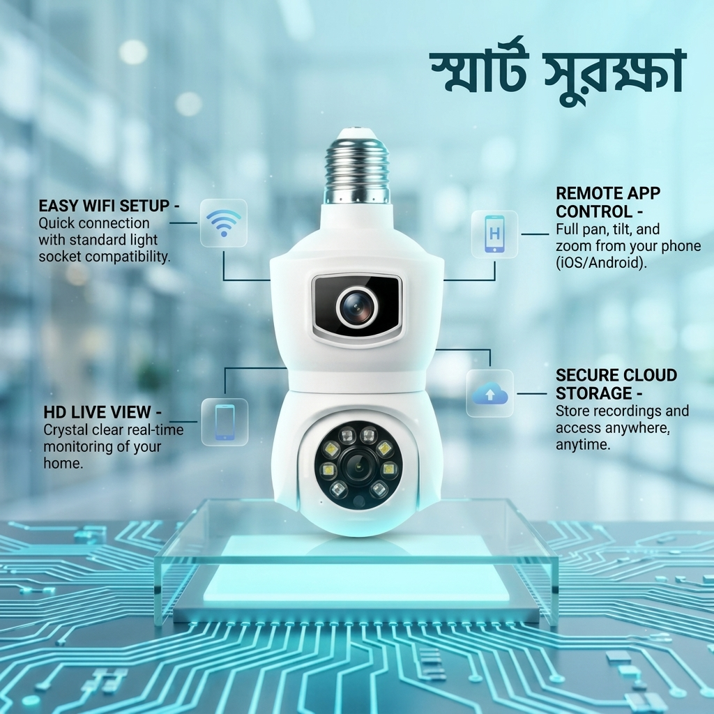 V380 E9 Dual Lens Smart Bulb Camera