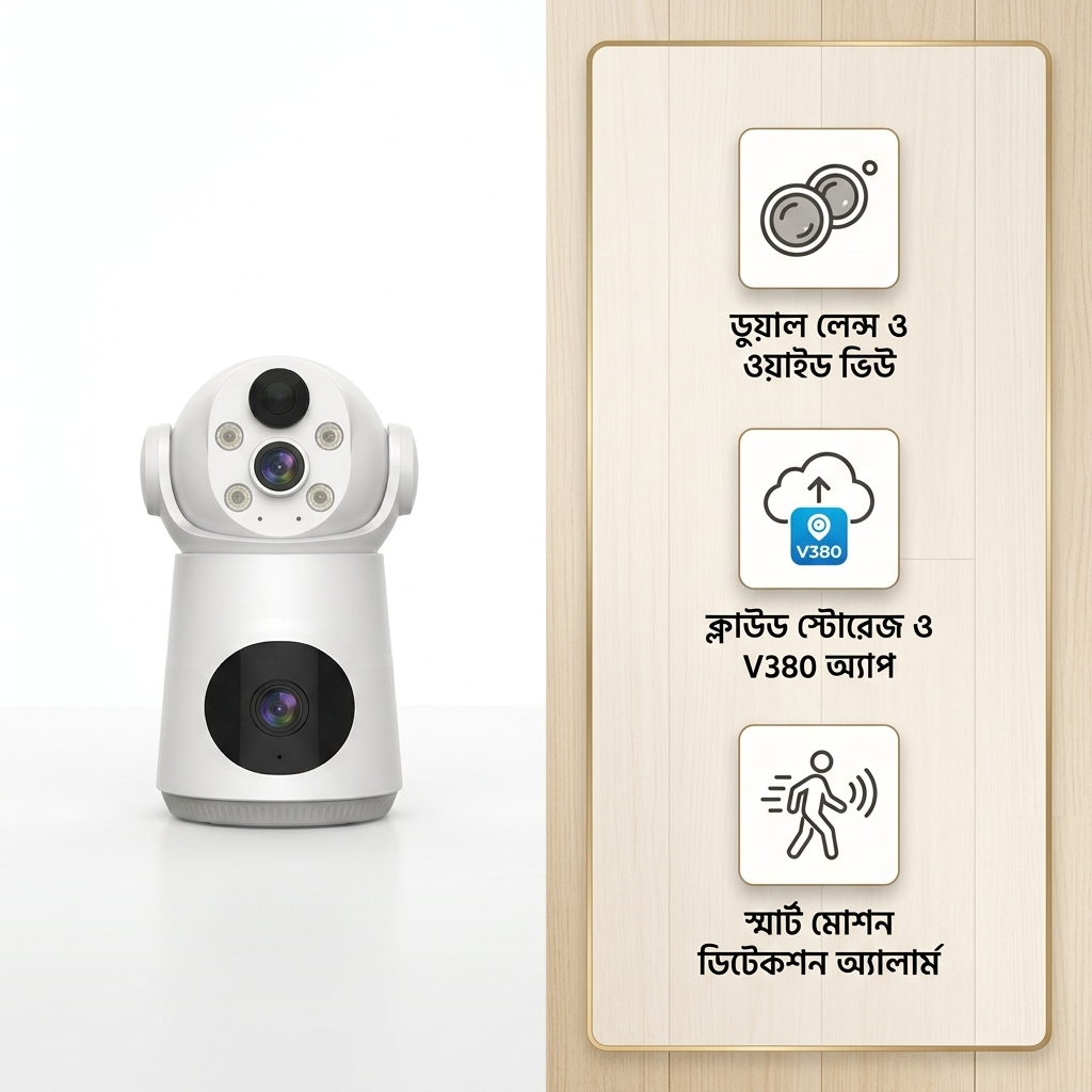 V380 S003 Smart Dual Lens Wi-Fi Battery Camera (2+2MP)