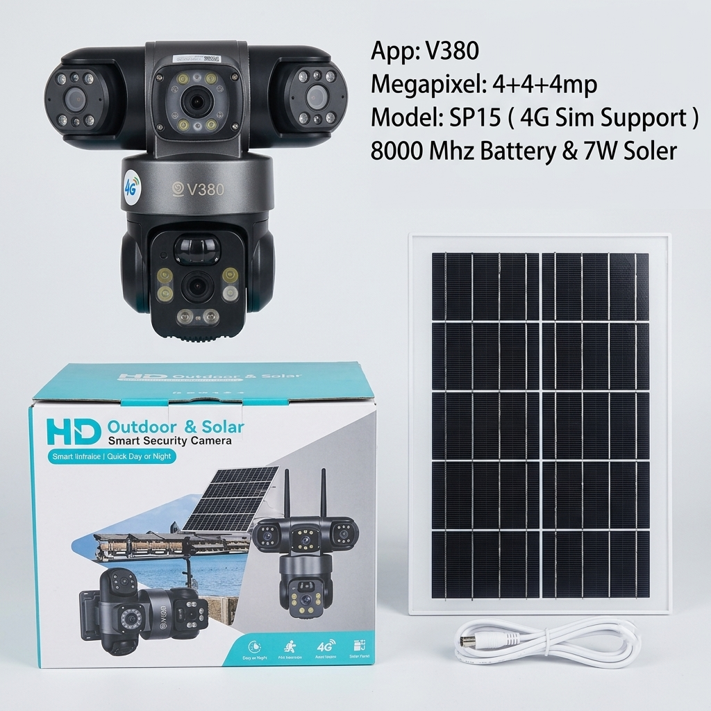 V380 SP15 4G Solar Powered Multi-Lens HD Smart Security Camera