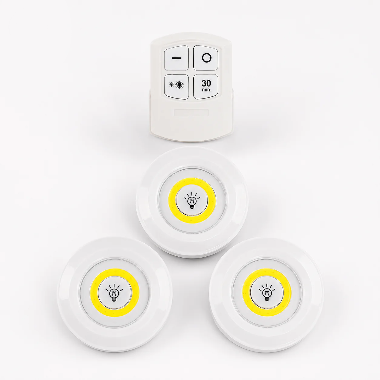Wireless LED Puck Light Set with Remote Control – 3 Pack Touch & Timer Lights