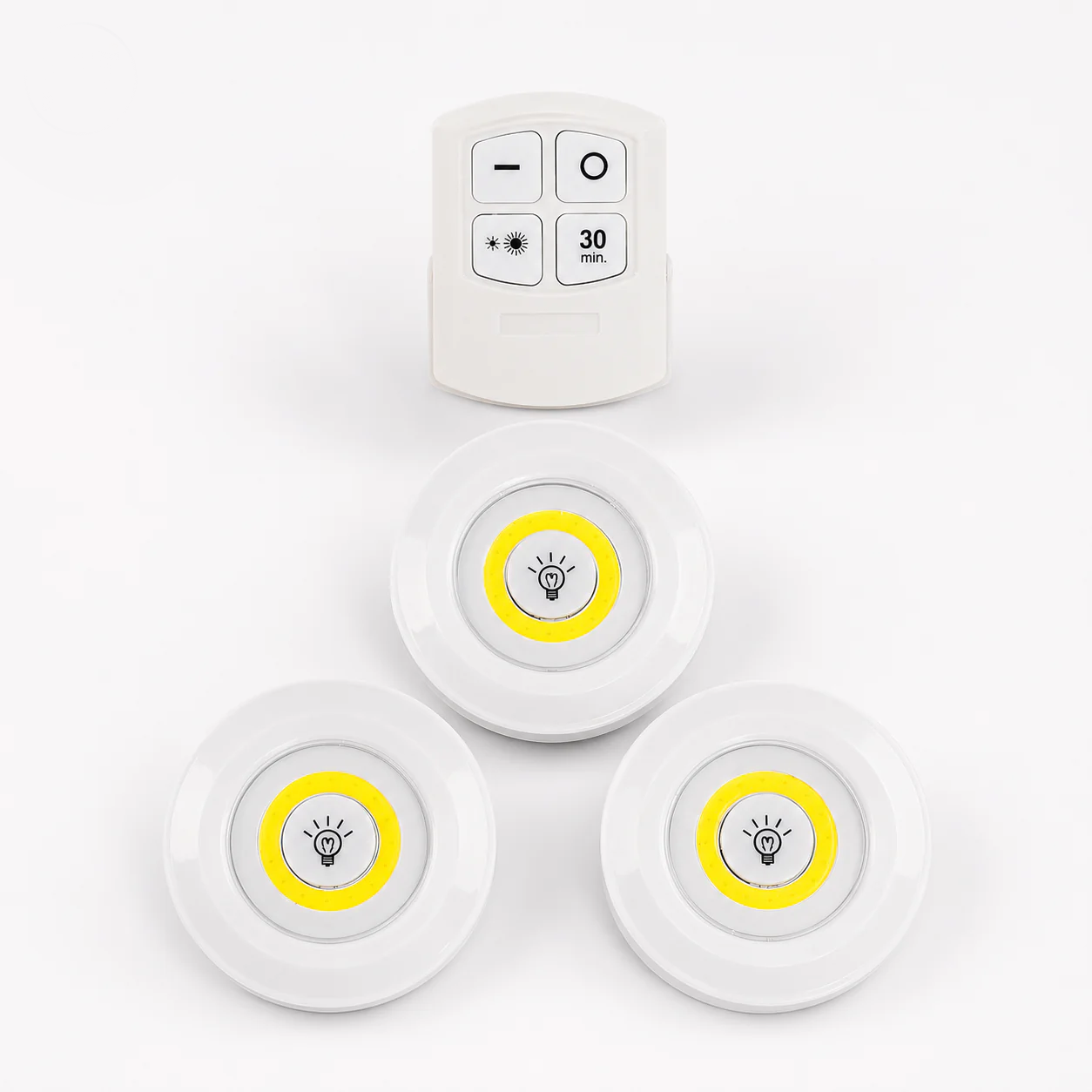 Wireless LED Puck Light Set with Remote Control – 3 Pack Touch & Timer Lights